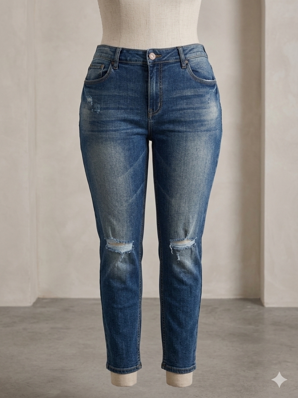Dollhouse High-Rise Distressed Blue Womenโs Jeans Pre-owned Size 16